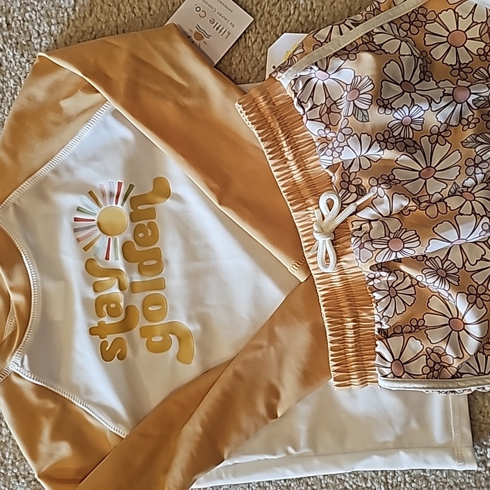 Toddler Floral Swim Shirt and Shorts 4T